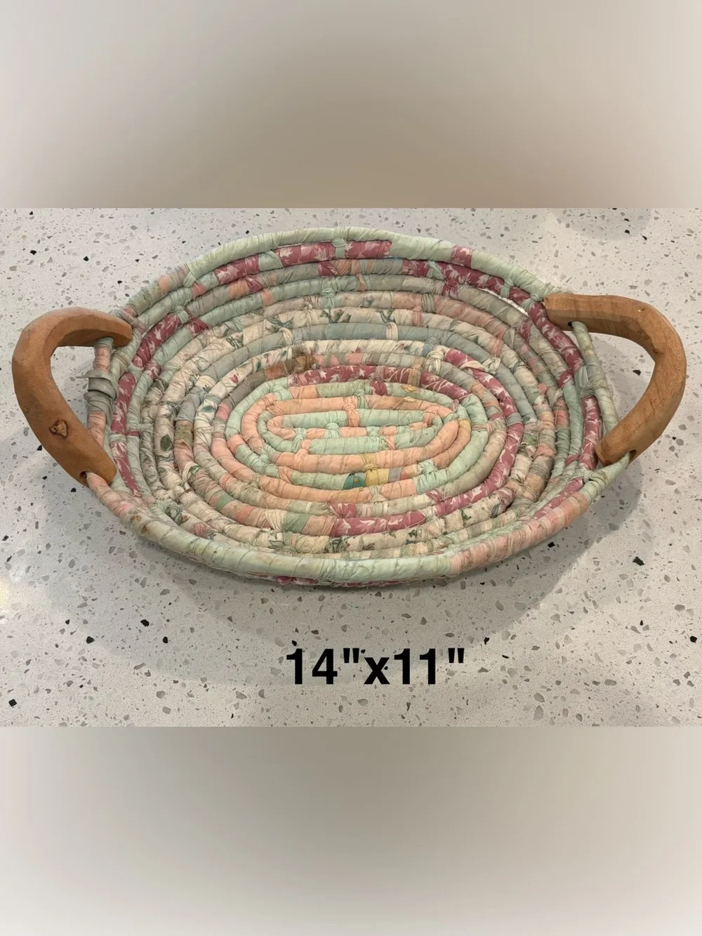 Handcrafted Quilt Coiled Fabric Basket - Pastel Floral